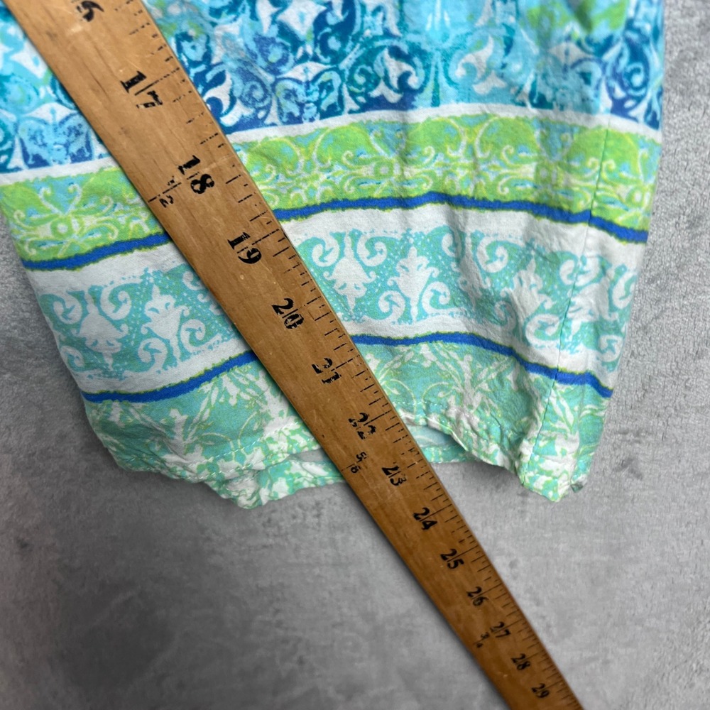 Catherines Wide Leg Pants Cropped 2X Blue Green Medallion Print Rayon Plus Size - Picture 5 of 9